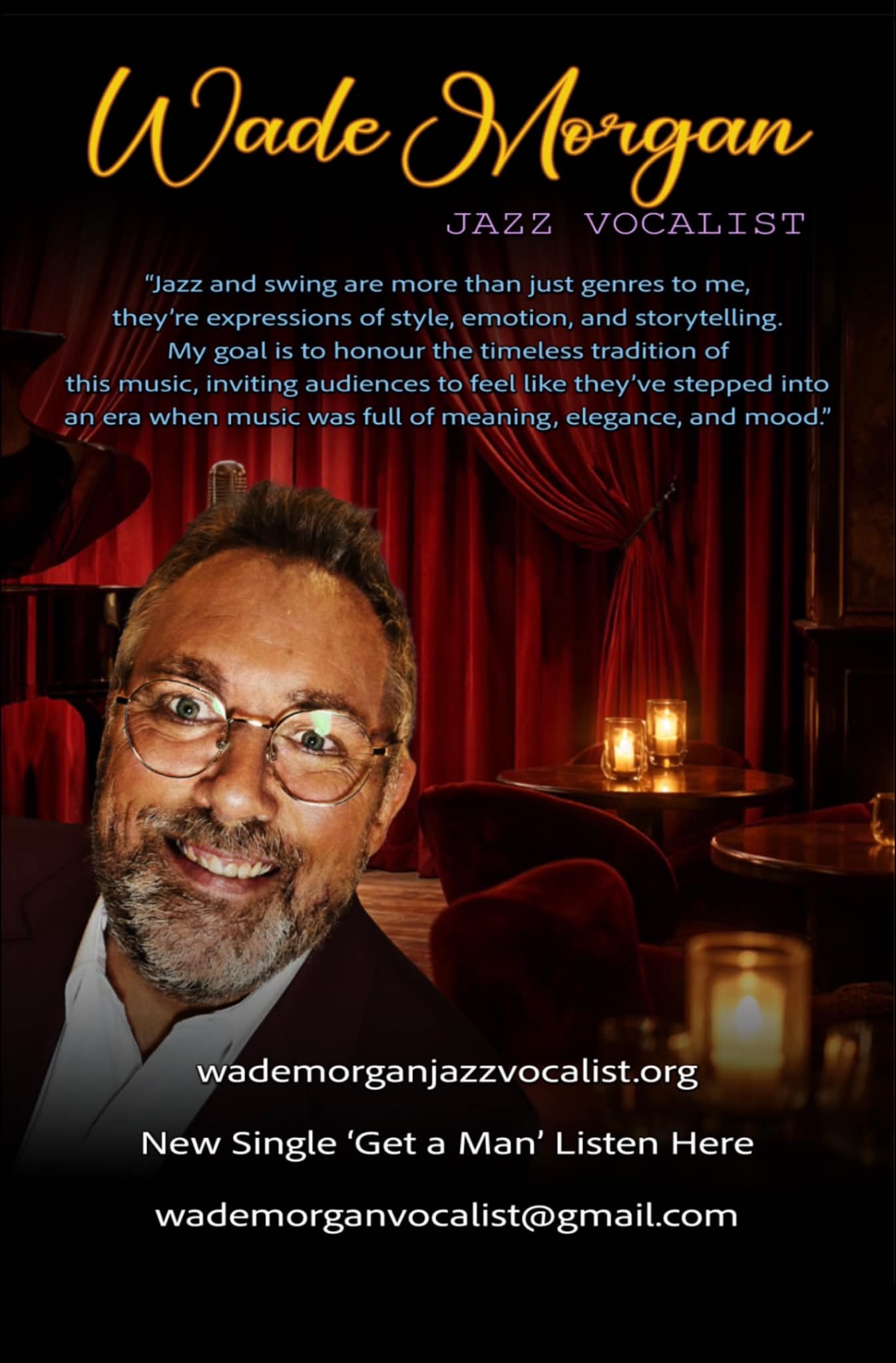 Wade Morgan EPK — cover, artist quote, and contact details